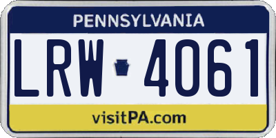 PA license plate LRW4061