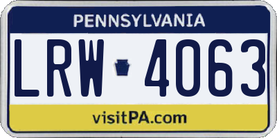 PA license plate LRW4063