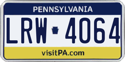 PA license plate LRW4064