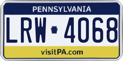 PA license plate LRW4068