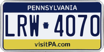 PA license plate LRW4070