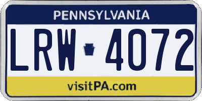 PA license plate LRW4072