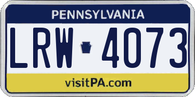 PA license plate LRW4073