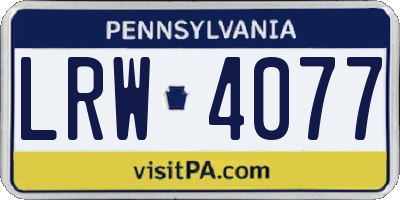 PA license plate LRW4077