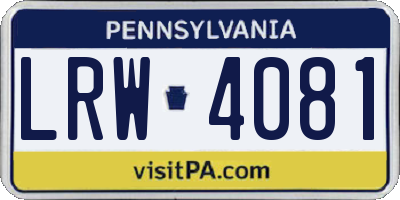 PA license plate LRW4081