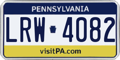 PA license plate LRW4082