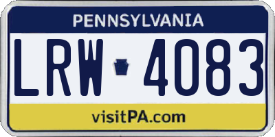 PA license plate LRW4083