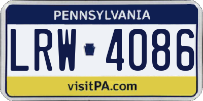 PA license plate LRW4086