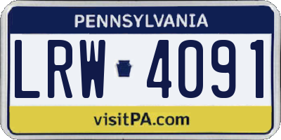 PA license plate LRW4091