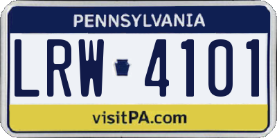 PA license plate LRW4101