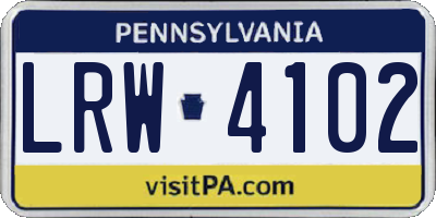 PA license plate LRW4102