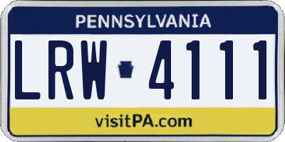 PA license plate LRW4111