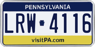 PA license plate LRW4116