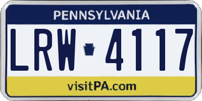 PA license plate LRW4117