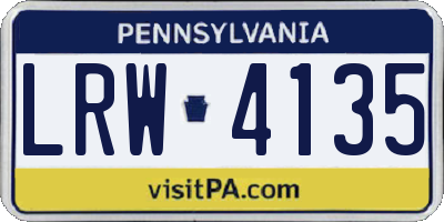 PA license plate LRW4135
