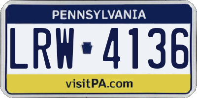 PA license plate LRW4136