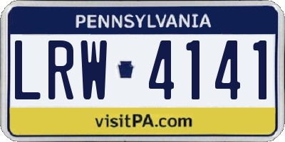 PA license plate LRW4141
