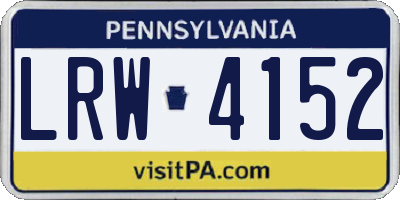 PA license plate LRW4152