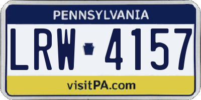 PA license plate LRW4157