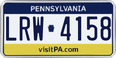 PA license plate LRW4158