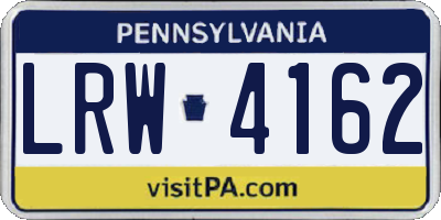 PA license plate LRW4162