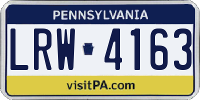 PA license plate LRW4163