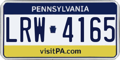 PA license plate LRW4165
