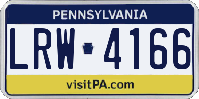 PA license plate LRW4166