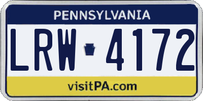 PA license plate LRW4172