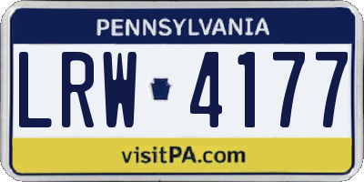 PA license plate LRW4177