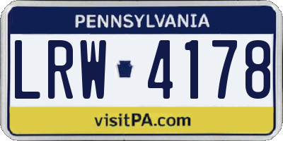 PA license plate LRW4178