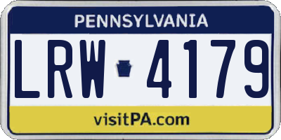 PA license plate LRW4179