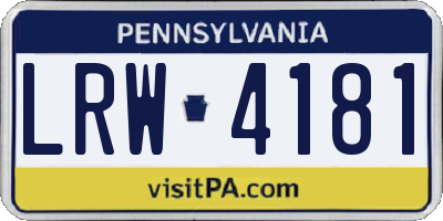 PA license plate LRW4181