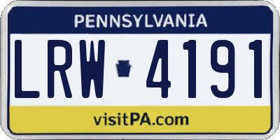 PA license plate LRW4191