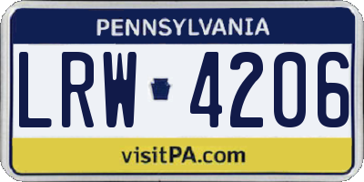 PA license plate LRW4206