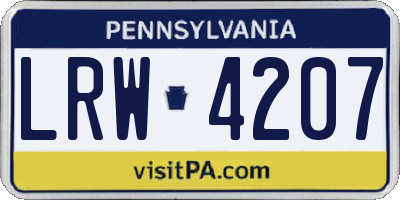 PA license plate LRW4207