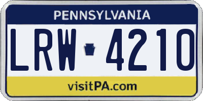 PA license plate LRW4210