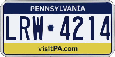PA license plate LRW4214