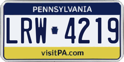PA license plate LRW4219