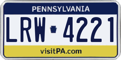 PA license plate LRW4221