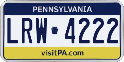 PA license plate LRW4222