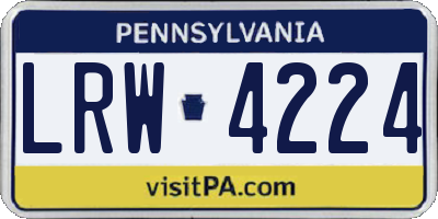 PA license plate LRW4224