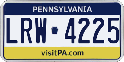 PA license plate LRW4225
