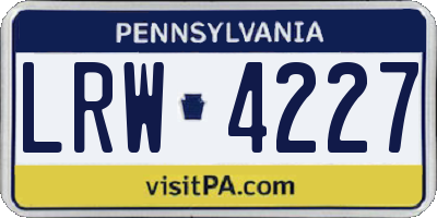 PA license plate LRW4227