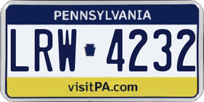 PA license plate LRW4232