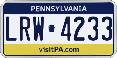 PA license plate LRW4233