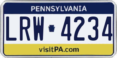 PA license plate LRW4234