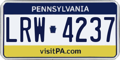 PA license plate LRW4237