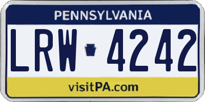 PA license plate LRW4242