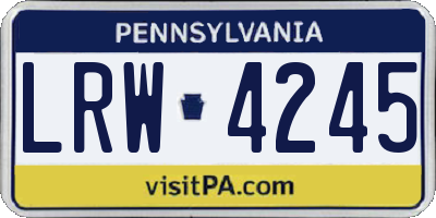 PA license plate LRW4245